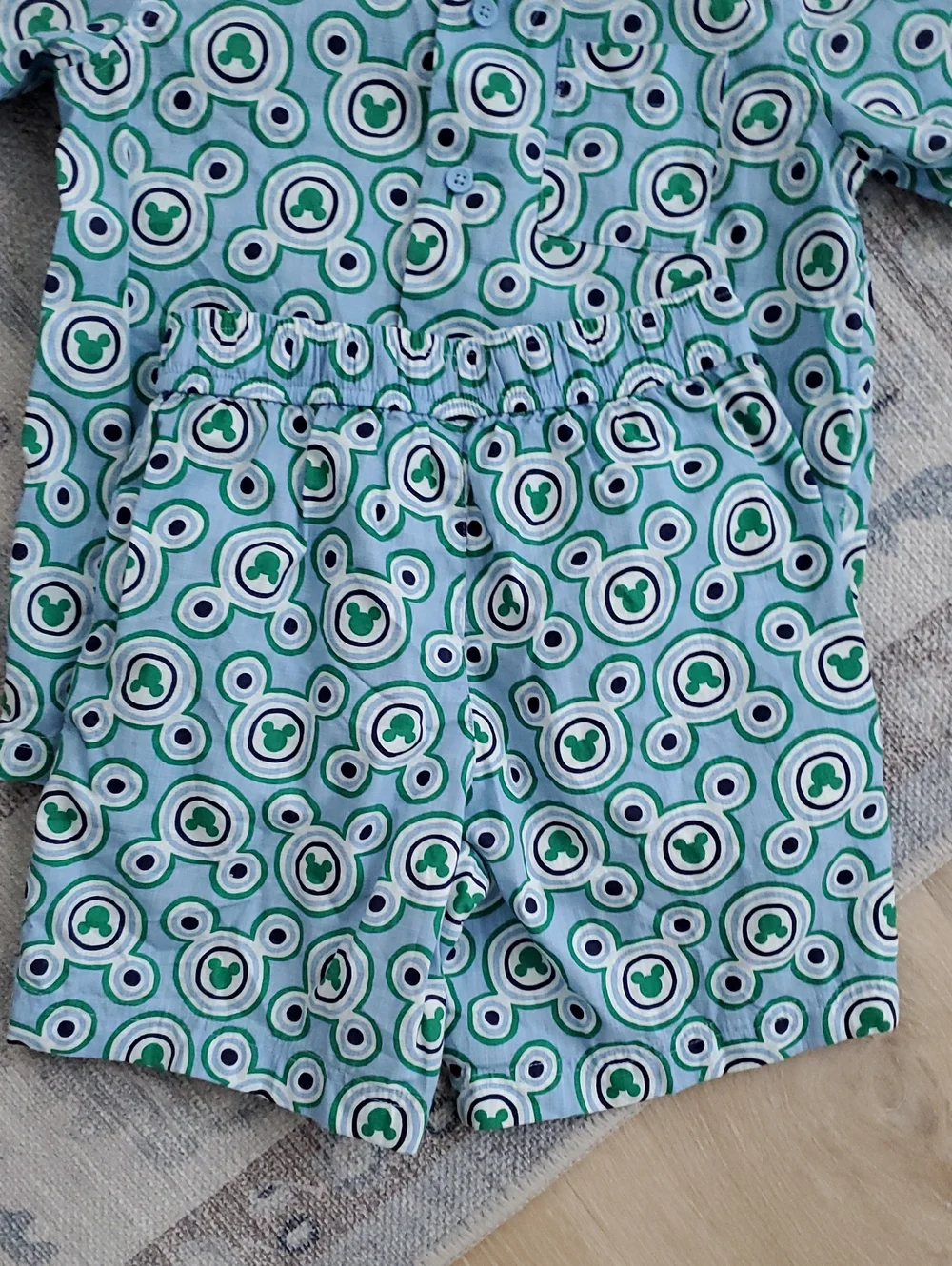Disney x Hanna Andersson Boys Mickey Mouse Cotton poplin set Shirt Shorts Sz6-7